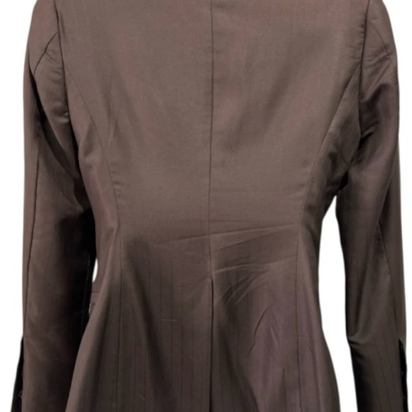 Gucci Size 40 Brown Silk 1 Button Pinstripe Women's Blazer Jacket - Picture 5 of 5